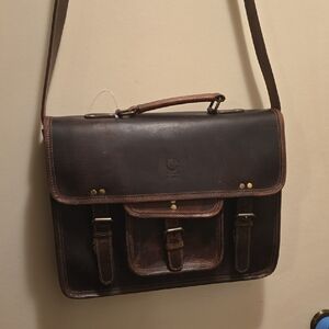 Vintage Style Dark Brown Leather Messenger Bag